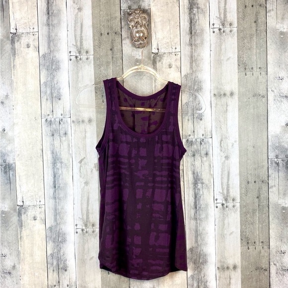 Lululemon Go Om Tank in Ghost Weave Burnout Black Cherry Size 6. - Picture 2 of 14